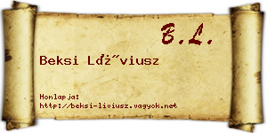 Beksi Líviusz névjegykártya
